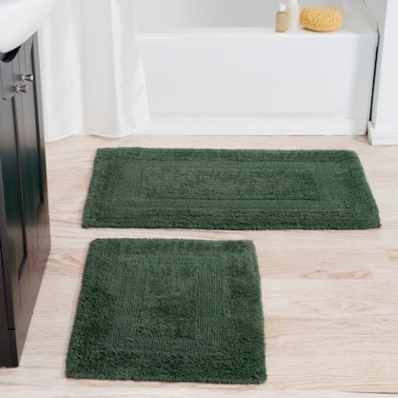Hastings Home 2-piece 100-percent Cotton Bathmat, Reversible, Soft, Absorbent Bathroom Rugs, Green 784473HHB